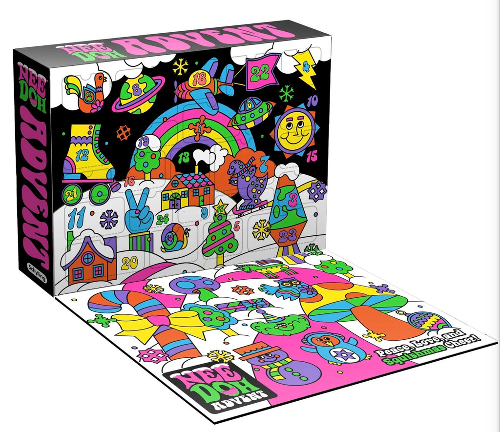NeeDoh Advent Calendar open with surprise doors